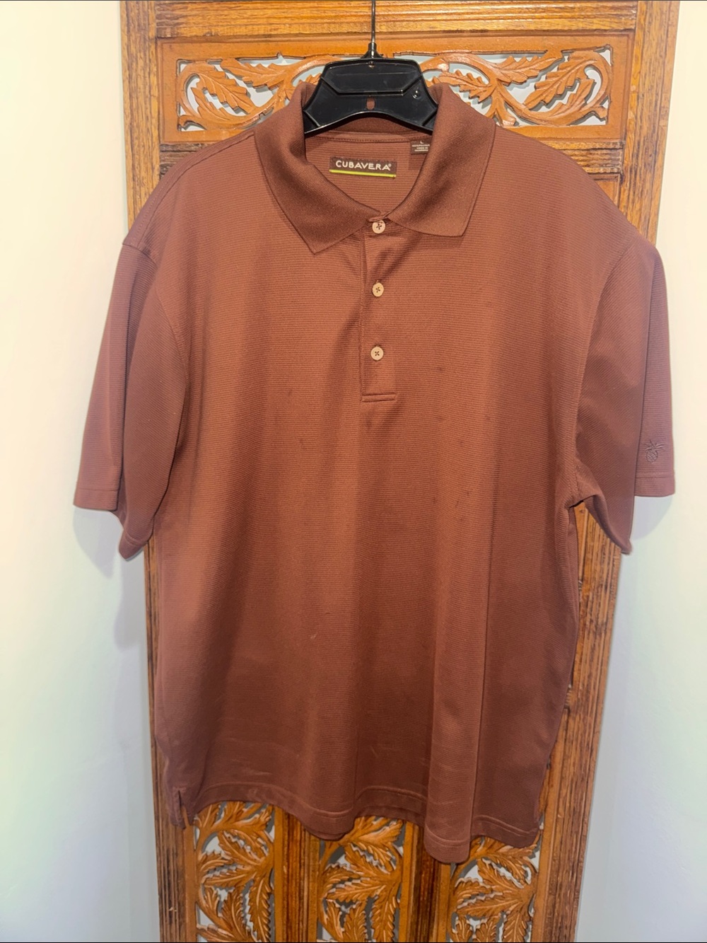 Cubavera Men's Rust Brown Short-Sleeve Polo